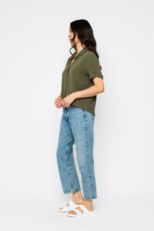 Nina-Roll Cuff Short Sleeve Shirt